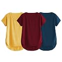 Fabricorn Combo of Three Cotton V-Neck Up Down Short Sleeve Tshirt for Women (Pack of 3)