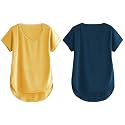 Fabricorn Combo of Three Cotton V-Neck Up Down Short Sleeve Tshirt for Women (Pack of 3)