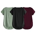 Fabricorn Combo of Three Cotton V-Neck Up Down Short Sleeve Tshirt for Women (Pack of 3)
