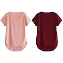 Fabricorn Combo of Three Cotton V-Neck Up Down Short Sleeve Tshirt for Women (Pack of 3)