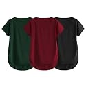 Fabricorn Combo of Three Cotton V-Neck Up Down Short Sleeve Tshirt for Women (Pack of 3)