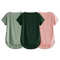 Fabricorn Combo of Three Cotton V-Neck Up Down Short Sleeve Tshirt for Women (Pack of 3)