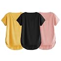 Fabricorn Combo of Three Cotton V-Neck Up Down Short Sleeve Tshirt for Women (Pack of 3)