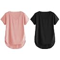 Fabricorn Combo of Three Cotton V-Neck Up Down Short Sleeve Tshirt for Women (Pack of 3)