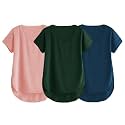 Fabricorn Combo of Three Cotton V-Neck Up Down Short Sleeve Tshirt for Women (Pack of 3)