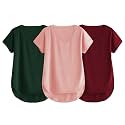 Fabricorn Combo of Three Cotton V-Neck Up Down Short Sleeve Tshirt for Women (Pack of 3)