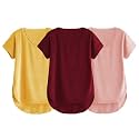 Fabricorn Combo of Three Cotton V-Neck Up Down Short Sleeve Tshirt for Women (Pack of 3)