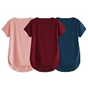 Fabricorn Combo of Three Cotton V-Neck Up Down Short Sleeve Tshirt for Women (Pack of 3)
