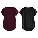 Fabricorn Combo of Three Cotton V-Neck Up Down Short Sleeve Tshirt for Women (Pack of 3)