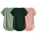 Fabricorn Combo of Three Cotton V-Neck Up Down Short Sleeve Tshirt for Women (Pack of 3)