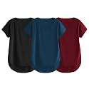 Fabricorn Combo of Three Cotton V-Neck Up Down Short Sleeve Tshirt for Women (Pack of 3)