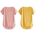 Fabricorn Combo of Three Cotton V-Neck Up Down Short Sleeve Tshirt for Women (Pack of 3)