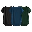 Fabricorn Combo of Three Cotton V-Neck Up Down Short Sleeve Tshirt for Women (Pack of 3)