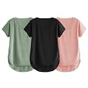 Fabricorn Combo of Three Cotton V-Neck Up Down Short Sleeve Tshirt for Women (Pack of 3)