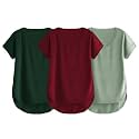 Fabricorn Combo of Three Cotton V-Neck Up Down Short Sleeve Tshirt for Women (Pack of 3)