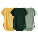 Fabricorn Combo of Three Cotton V-Neck Up Down Short Sleeve Tshirt for Women (Pack of 3)