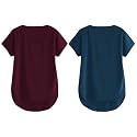 Fabricorn Combo of Three Cotton V-Neck Up Down Short Sleeve Tshirt for Women (Pack of 3)