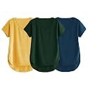 Fabricorn Combo of Three Cotton V-Neck Up Down Short Sleeve Tshirt for Women (Pack of 3)