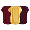 Fabricorn Combo of Three Cotton V-Neck Up Down Short Sleeve Tshirt for Women (Pack of 3)