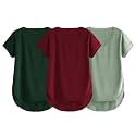 Fabricorn Combo of Three Cotton V-Neck Up Down Short Sleeve Tshirt for Women (Pack of 3)