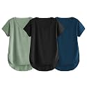 Fabricorn Combo of Three Cotton V-Neck Up Down Short Sleeve Tshirt for Women (Pack of 3)
