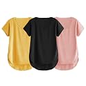 Fabricorn Combo of Three Cotton V-Neck Up Down Short Sleeve Tshirt for Women (Pack of 3)