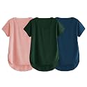 Fabricorn Combo of Three Cotton V-Neck Up Down Short Sleeve Tshirt for Women (Pack of 3)