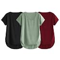 Fabricorn Combo of Three Cotton V-Neck Up Down Short Sleeve Tshirt for Women (Pack of 3)