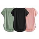 Fabricorn Combo of Three Cotton V-Neck Up Down Short Sleeve Tshirt for Women (Pack of 3)