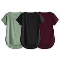 Fabricorn Combo of Three Cotton V-Neck Up Down Short Sleeve Tshirt for Women (Pack of 3)
