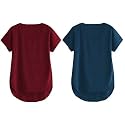 Fabricorn Combo of Three Cotton V-Neck Up Down Short Sleeve Tshirt for Women (Pack of 3)
