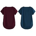 Fabricorn Combo of Three Cotton V-Neck Up Down Short Sleeve Tshirt for Women (Pack of 3)