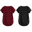 Fabricorn Combo of Three Cotton V-Neck Up Down Short Sleeve Tshirt for Women (Pack of 3)