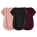 Fabricorn Combo of Three Cotton V-Neck Up Down Short Sleeve Tshirt for Women (Pack of 3)