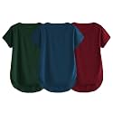 Fabricorn Combo of Three Cotton V-Neck Up Down Short Sleeve Tshirt for Women (Pack of 3)