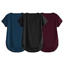 Fabricorn Combo of Three Cotton V-Neck Up Down Short Sleeve Tshirt for Women (Pack of 3)