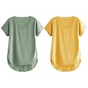 Fabricorn Combo of Three Cotton V-Neck Up Down Short Sleeve Tshirt for Women (Pack of 3)