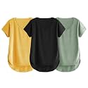 Fabricorn Combo of Three Cotton V-Neck Up Down Short Sleeve Tshirt for Women (Pack of 3)