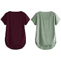 Fabricorn Combo of Three Cotton V-Neck Up Down Short Sleeve Tshirt for Women (Pack of 3)