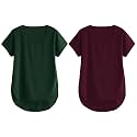 Fabricorn Combo of Three Cotton V-Neck Up Down Short Sleeve Tshirt for Women (Pack of 3)