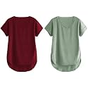 Fabricorn Combo of Three Cotton V-Neck Up Down Short Sleeve Tshirt for Women (Pack of 3)