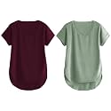 Fabricorn Combo of Three Cotton V-Neck Up Down Short Sleeve Tshirt for Women (Pack of 3)