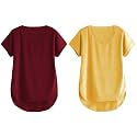 Fabricorn Combo of Three Cotton V-Neck Up Down Short Sleeve Tshirt for Women (Pack of 3)