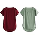 Fabricorn Combo of Three Cotton V-Neck Up Down Short Sleeve Tshirt for Women (Pack of 3)