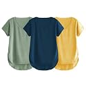 Fabricorn Combo of Three Cotton V-Neck Up Down Short Sleeve Tshirt for Women (Pack of 3)