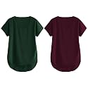 Fabricorn Combo of Three Cotton V-Neck Up Down Short Sleeve Tshirt for Women (Pack of 3)