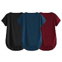 Fabricorn Combo of Three Cotton V-Neck Up Down Short Sleeve Tshirt for Women (Pack of 3)