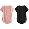 Fabricorn Combo of Three Cotton V-Neck Up Down Short Sleeve Tshirt for Women (Pack of 3)