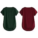 Fabricorn Combo of Three Cotton V-Neck Up Down Short Sleeve Tshirt for Women (Pack of 3)