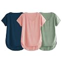Fabricorn Combo of Three Cotton V-Neck Up Down Short Sleeve Tshirt for Women (Pack of 3)
